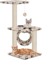 Kattenkrabpaal met sisal krabpalen 65 cm pootafdrukken beige