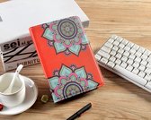 P.C.K. Hoesje/Boekhoesje/Bookcover/Bookcase/Book draaibaar rood met print geschikt voor 8 inch Tablets universeel MET GLASFOLIE/TEMPEREDD GLASS