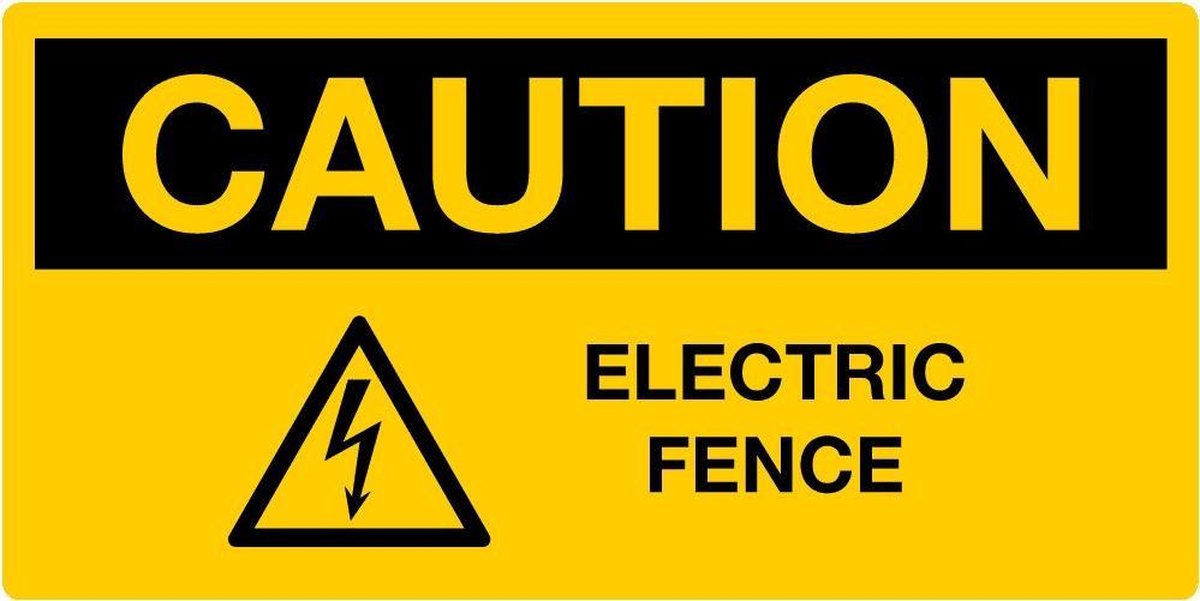 Sticker 'Caution: Electric fence', 200 x 100 mm