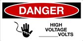 Sticker 'Danger: High voltage ... Volts' 200 x 100 mm