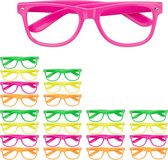Relaxdays 24 x feestbril - neon kleur - grappige bril - carnavalsbril - party bril