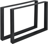 Tafelpoot - Meubelpoot  - Set van 2 stuks - Staal - Zwart - Afmeting (LxBxH) 100 x 8 x 72 cm