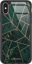 iPhone X/XS hoesje glass - Abstract groen | Apple iPhone Xs case | Hardcase backcover zwart