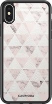 iPhone X/XS hoesje glass - Snake triangles | Apple iPhone Xs case | Hardcase backcover zwart