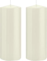 2x Ivoorwitte cilinderkaarsen/stompkaarsen 8 x 20 cm 119 branduren - Geurloze kaarsen – Woondecoraties