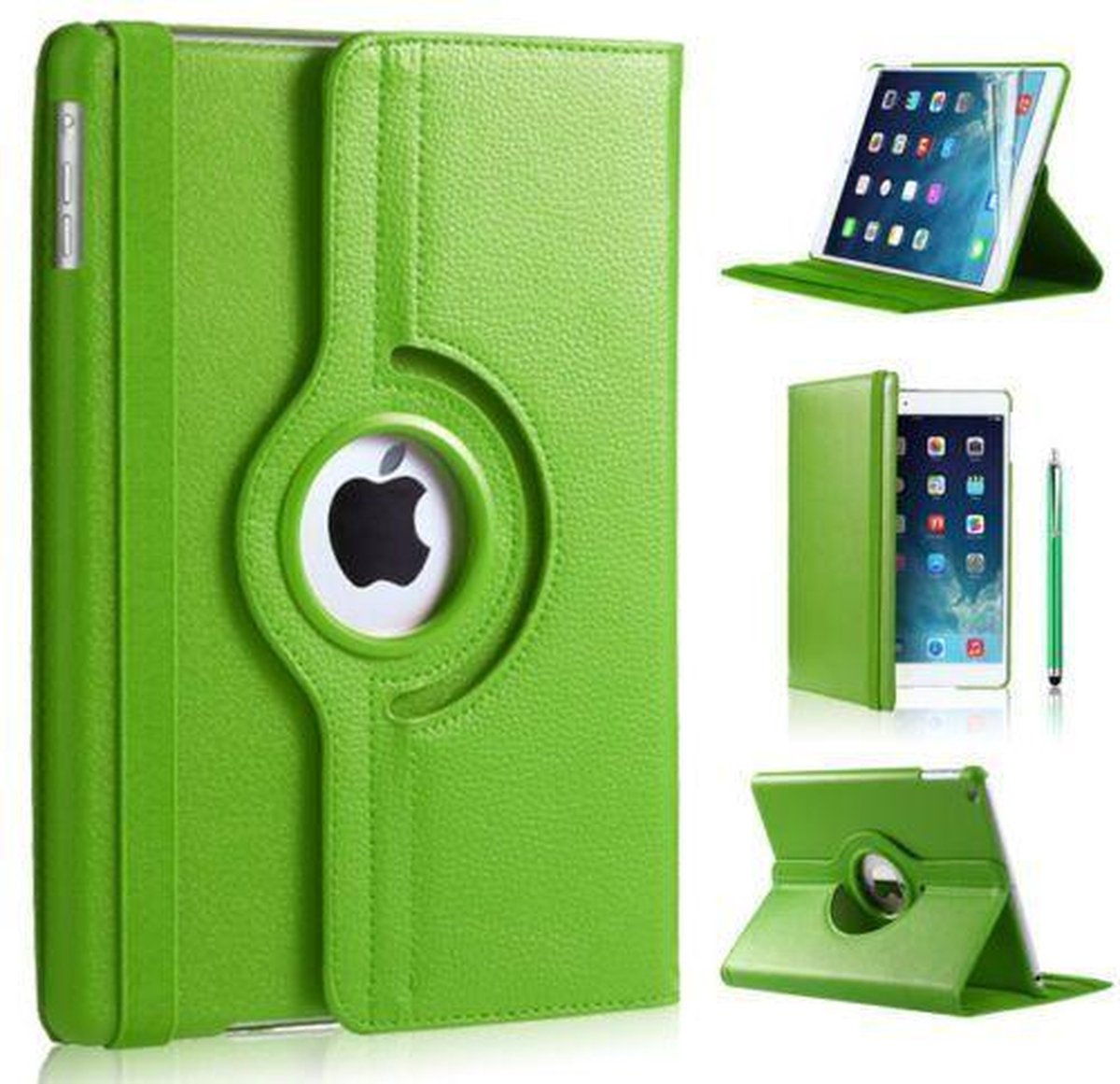 P.C.K. Hoesje/Boekhoesje/Bookcover/Bookcase/Book draaibaar groen geschikt voor Apple iPad 10.2 (2019) MET PEN