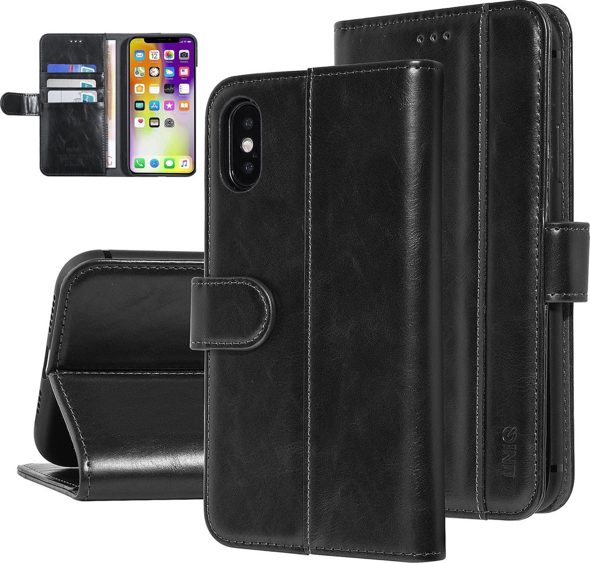 UNIQ Accessory Zwart hoesje iPhone Xs Max - Book Case - Zachte huid