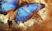 Fotobehang Vlies | Vlinder, Abstract | Blauw | 368x254cm (bxh)