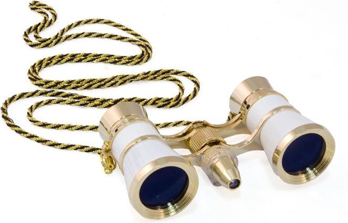 Levenhuk Broadway 325F Opera Glasses (white, with LED light and chain)