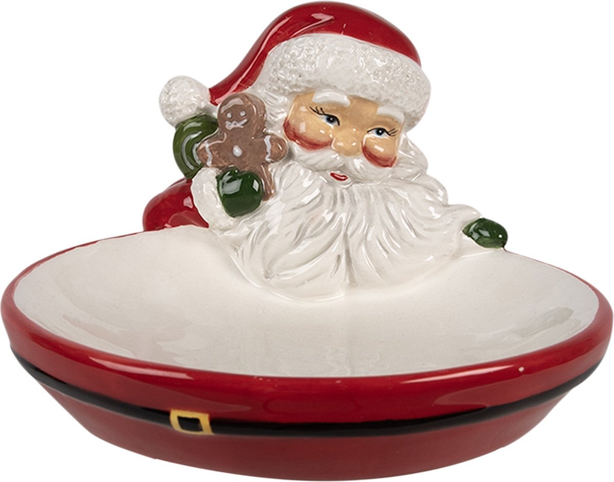 Decoratie schaal 19x16x10 cm Rood Keramiek Kerstman