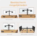 Flexibele plaatsing dubbele monitorarm: horizontaal, verticaal en roterend.