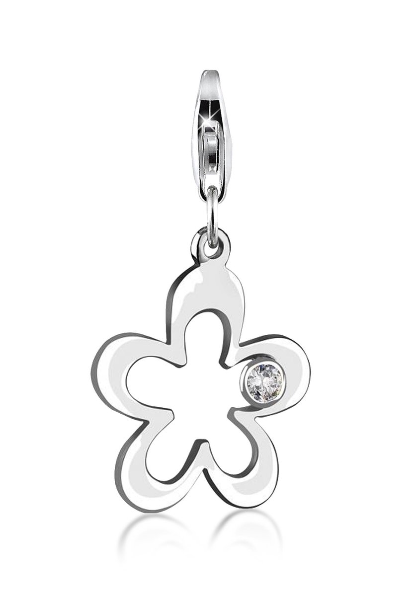 Nenalina - Bedel - Blumen-Anhänger Zirkonia Kristalle 925 Silber - Dames
