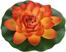 Drijvende waterlelie decoratie - 1x - oranje - kunststof - 26 cm