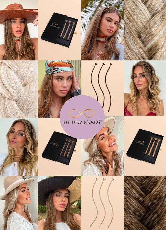 Infinity Braids - Braidies - Set van 3 Clip-in Vlechtjes - Lizzy, Jolie ...