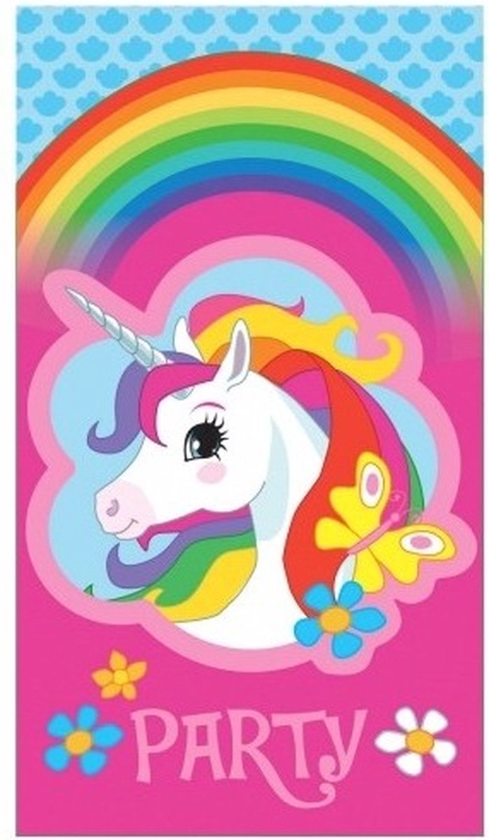 16x Eenhoorn/unicorn themafeest uitnodigingen - kinderfeestje uitnodigingen