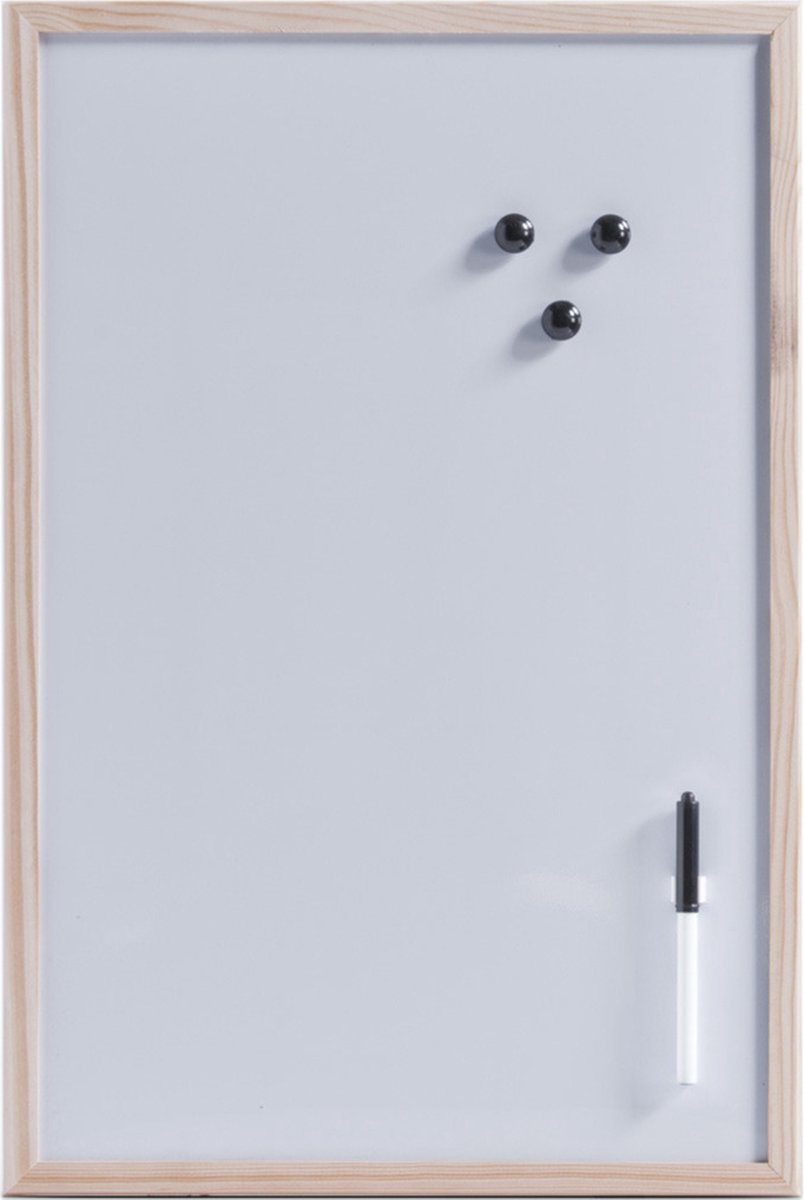 Zeller Whiteboard - magnetisch - houten rand - 40 x 60 cm - memobord - Schrijf/tekenborden - whiteboarden