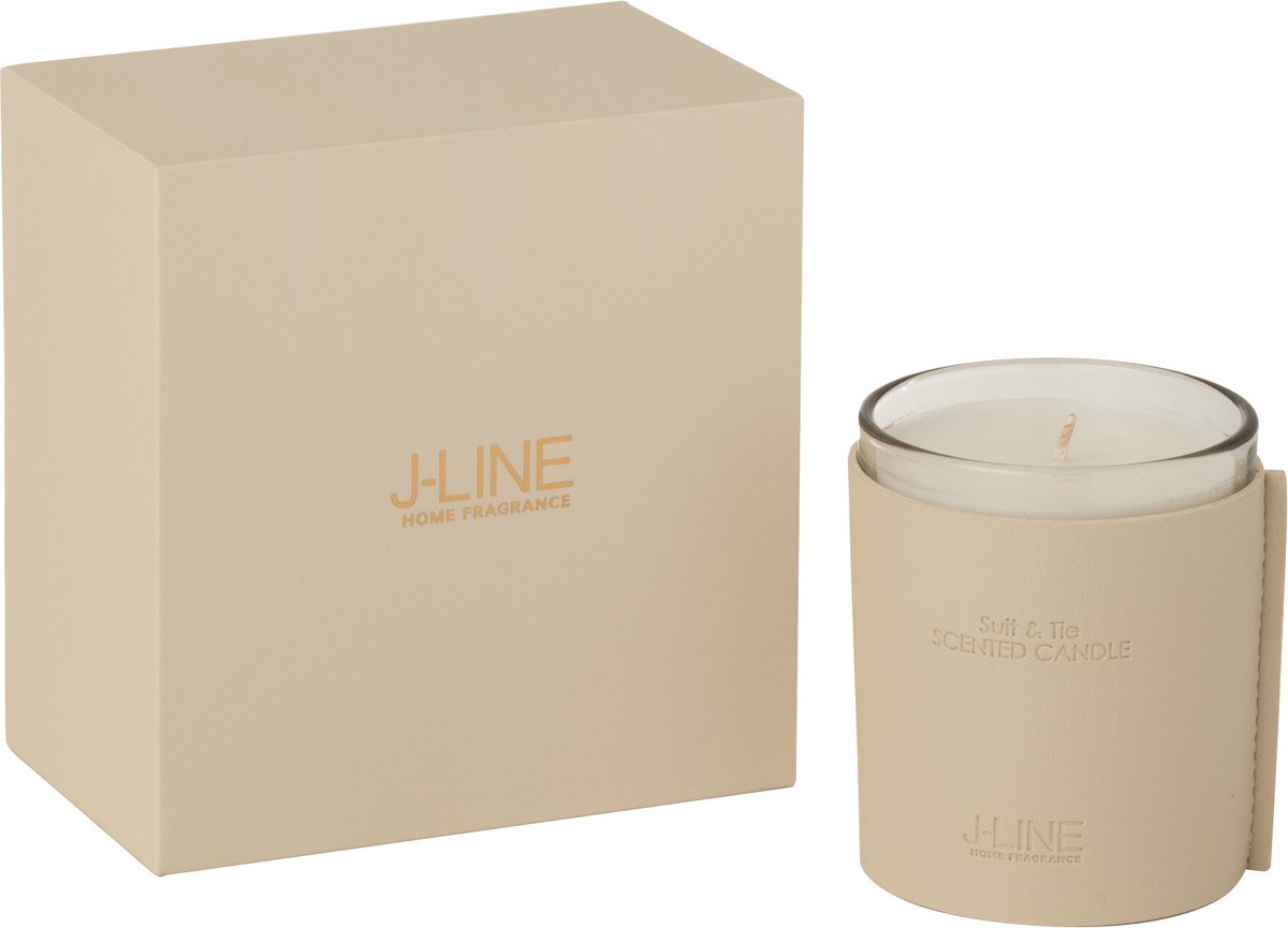 J-Line geurkaars Leder - Suit & Tie - glas - beige - 40U