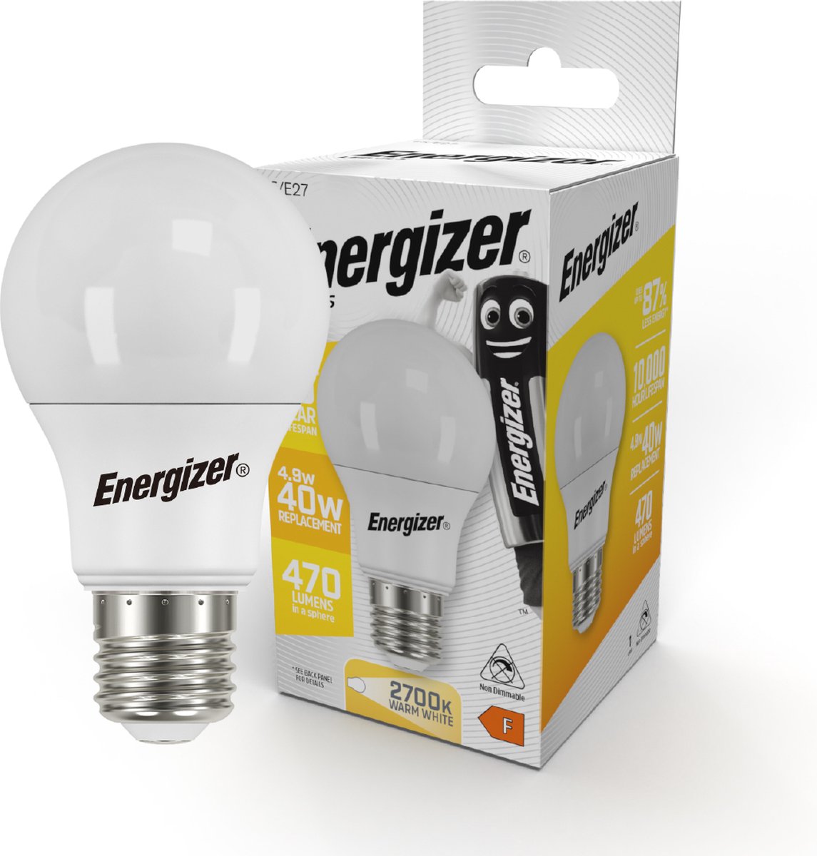 Energizer energiezuinige Led lamp -E27 - 4,9 Watt - warmwit licht - niet dimbaar - 1 stuk