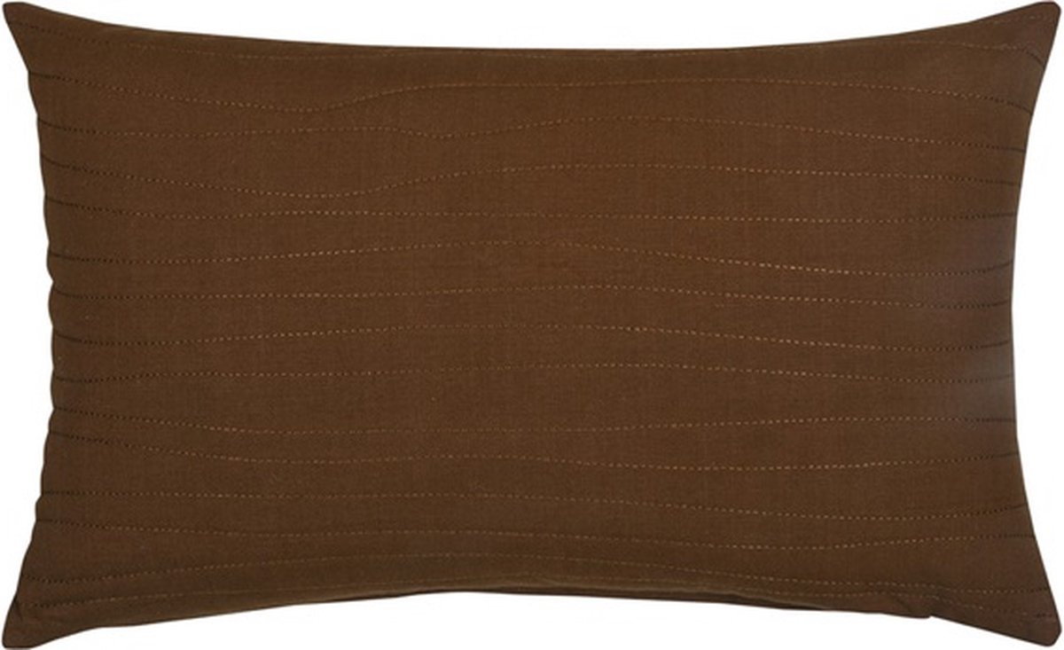 Linen & More Uneven Stitching Henna Bruin Kussen | 30 X 50 | Sierkussen Voor Woonkamer Of Slaapkamer