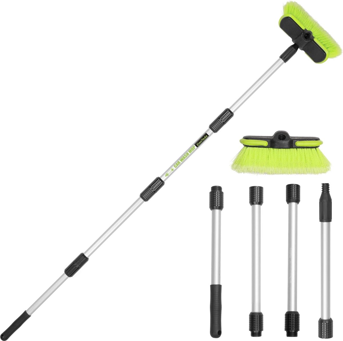 Goedkoopste elescopische Auto Wasborstel - Verlengbare Reinigingsborstel voor Auto - Draagbaar en Lichtgewicht - Zachte Borstelharen voor Krachtige Reiniging - Handige Waterdoorlatende Steel