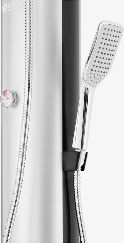 Colonne de douche thermostatique ronde chromée avec pomme de douche à effet pluie 200 mm OCEAN Colonne de douche thermostatique ronde chromée avec pomme de douche à effet pluie 200 mm OCEAN