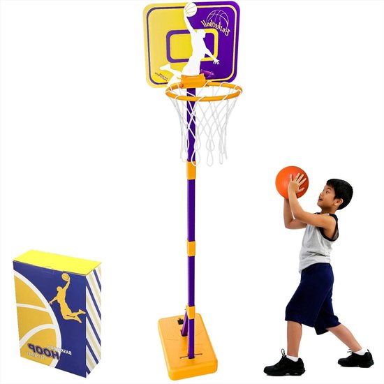 Basketbalkorf voor kinderen in hoogte verstelbaar - 93-161 cm - mini-basketbalnet - outdoor indoor - cadeaus voor kinderen van 3 tot 6 jaar - verjaardag Pasen Kerstmis