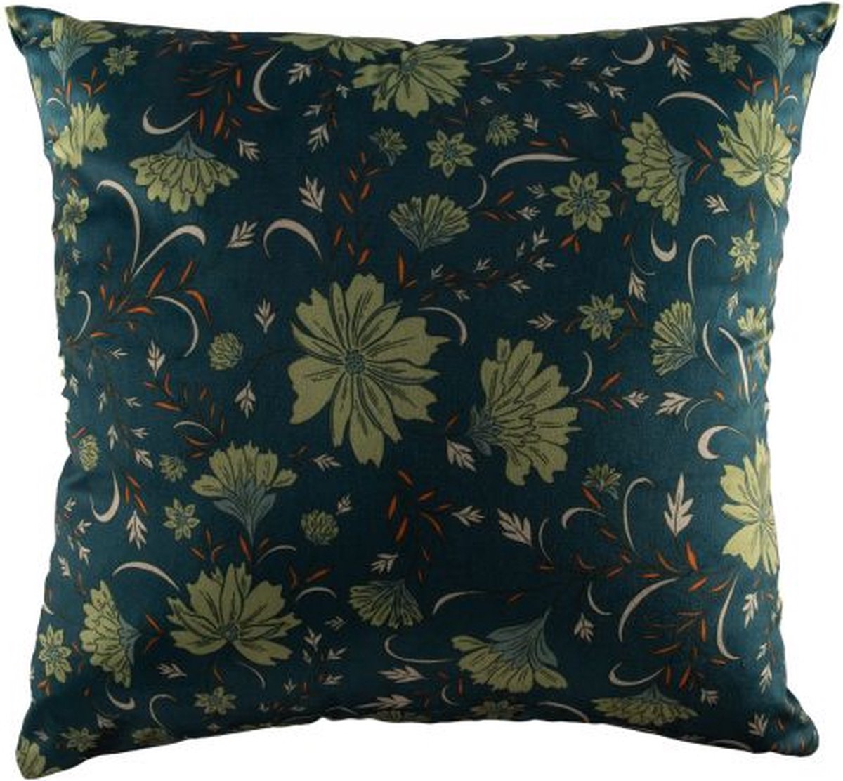 Tiseco - Kussen (gevuld) - Bloementekening print - 45x45 cm, groen