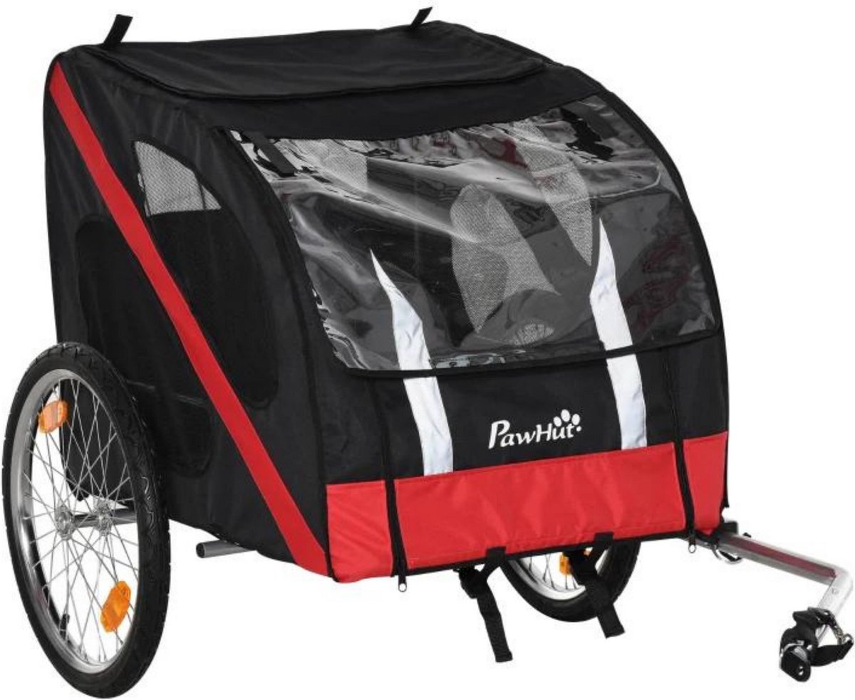 Hondenfietskar - Fietskar - Hondenaanhanger - Honden - Zwart/Rood - 145 x 80 x 87