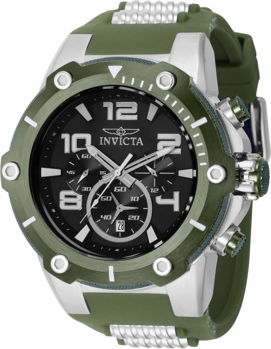 Invicta Speedway 40898 Heren Horloge - Waterdicht - Analoog - Quartz Uurwerk - Roestvrij Staal met zwarte Wijzerplaat -51mm