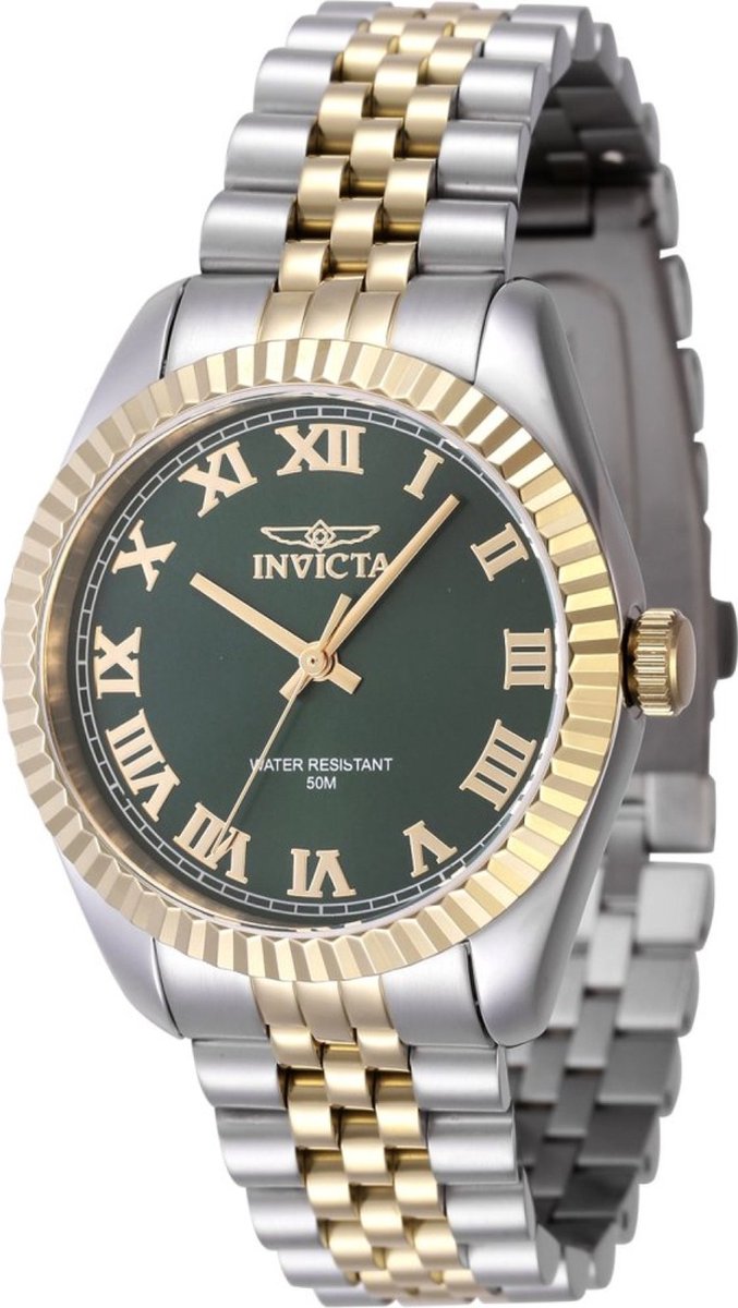 Invicta Specialty 47415 Dames Horloge - Waterdicht - Analoog - Quartz Uurwerk - Roestvrij Staal met groene Wijzerplaat - 36mm