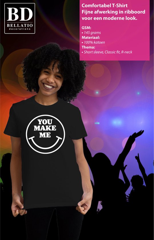 Chemise de déguisement femme Bellatio Decorations - tu me fais - Smile / Émoticône - noir - carnaval - mauvaise party - fête S