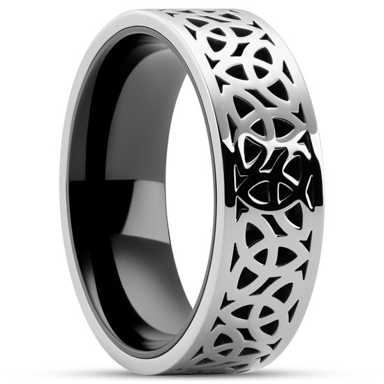 Hyperan | 8 Zilverkleurige Titanium Ring met Keltische Knoop