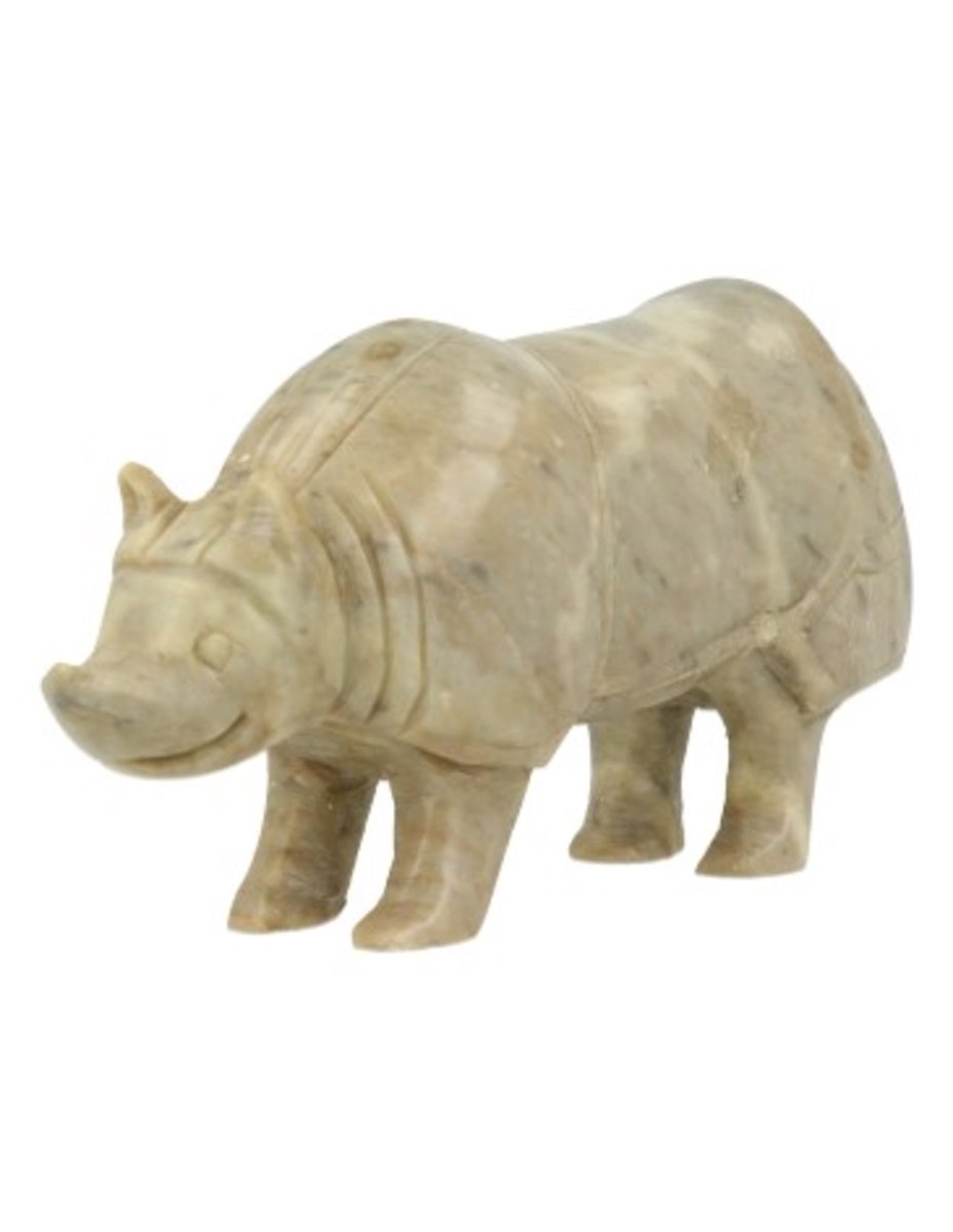 Ruben Robijn Speksteen neushoorn 12 cm Bonte kleuren