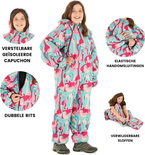 Selk’bag Draagbare Slaapzak voor Kinderen - Kampeerbenodigdheden - Kampeeruitrusting - 100% Gerecycled - 1 Isolatielaag - Flamingo - L van Merkloos — afbeelding 2