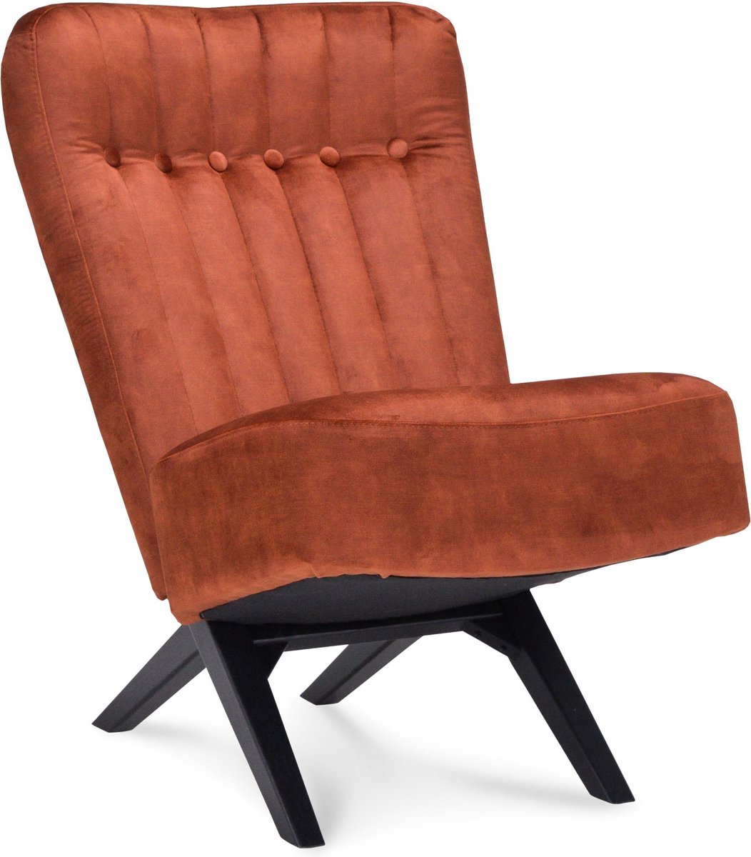 Icon Living - Fauteuil Dean - Velours Adore Copper - Poot Zwart