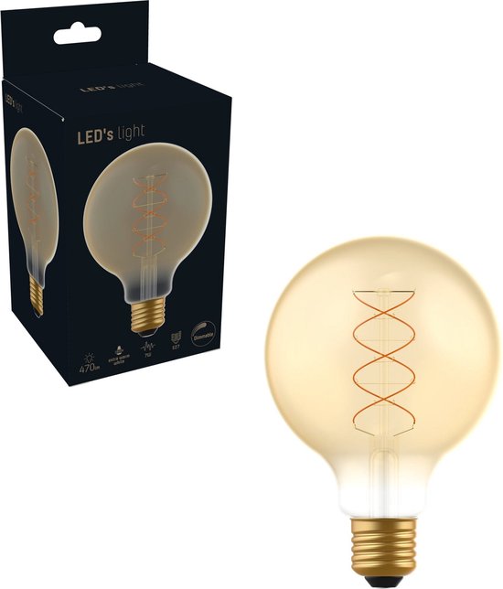LED's Light LED E27 lamp goud - XL Spiraallamp design - Dimbaar licht - 1 stuk