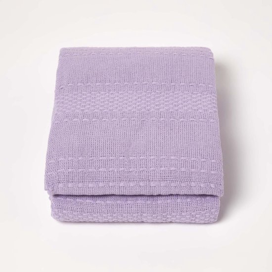 HOMESCAPES Coperta In Cotone Intrecciato A Mano Kashi, 225x255 Cm Con Nappe, Leggera, Per Letto O Divano, Naturale