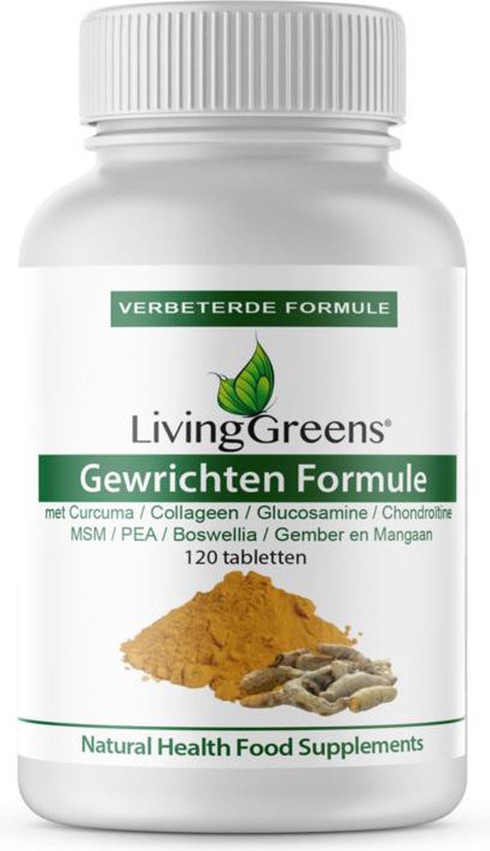 Goedkoopste Livinggreens Gewrichten formule,120 tabletten, Kurkuma, Collageen, Groenlip mossel, Glucosamine, Msm, Chondroitine, Mangaan, Vitamin C, Curcuma Longa,