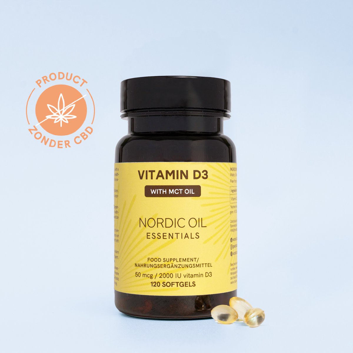 Goedkoopste Nordic Oil© - Vitamine D3 Capsules 50mcg - 120 Vegan Softgels - Voor Botten, Spieren & Immuunsysteem - Hooggedoseerd, MCT-Olie, EU-Gemaakt