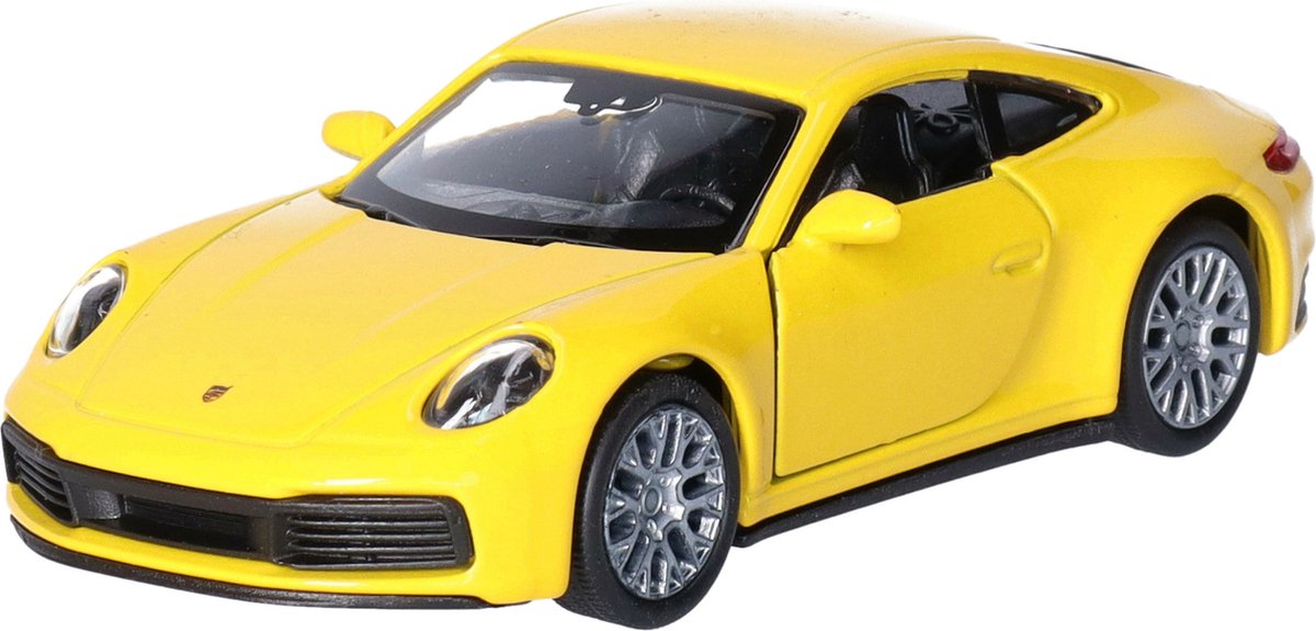 Welly Speelgoed Porsche auto geel die-cast metaal 11 cm Model 911 Carrera
