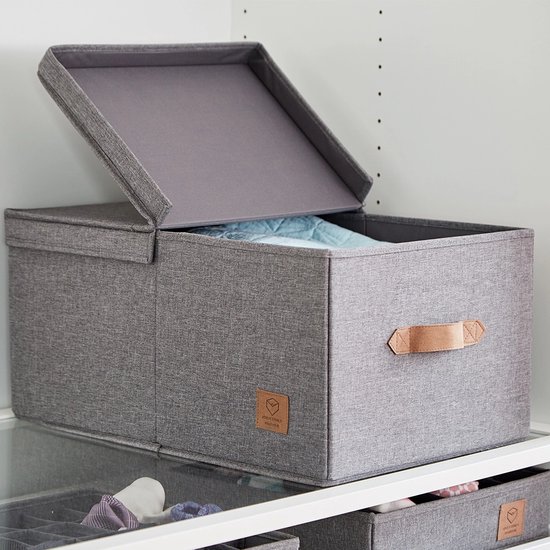 LOVE IT STORE IT Boîte De Rangement Lunettes En Lin Et Coton 5 Compartiments - Beige 30x17x6cm