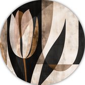 Tulip schilderij rond - Bloem wandcirkel - Wandschaal Patroon - Woonkamer decoratie industrieel - Wandbord - Woondecoratie muurcirkel aluminium 70x70 cm