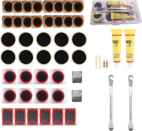 Foto: Fietsband reparatieset fietsband plakken fietsband plakken set fietsband plakkers bandenplakkers fietsband reparatie fietsbandreparatie fietsbandrepatieset mountainbike reparatieset