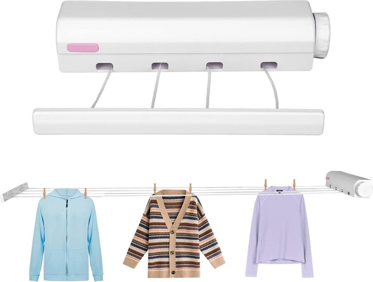 Telescopic Retractable Clothesline for Indoor and Outdoor Use - 4 Ropes