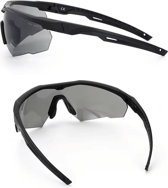 Flamengo Tactical Glasses - 3 LENZEN - 2,4mm uv400 - Explosion Proof veiligheidsbril schietbril beschermbril hiken sportbril vuurwerkbril outdoor avonturen wintersport -Complete set met Frame voor bril op sterkte van FLAMENGO — afbeelding 2