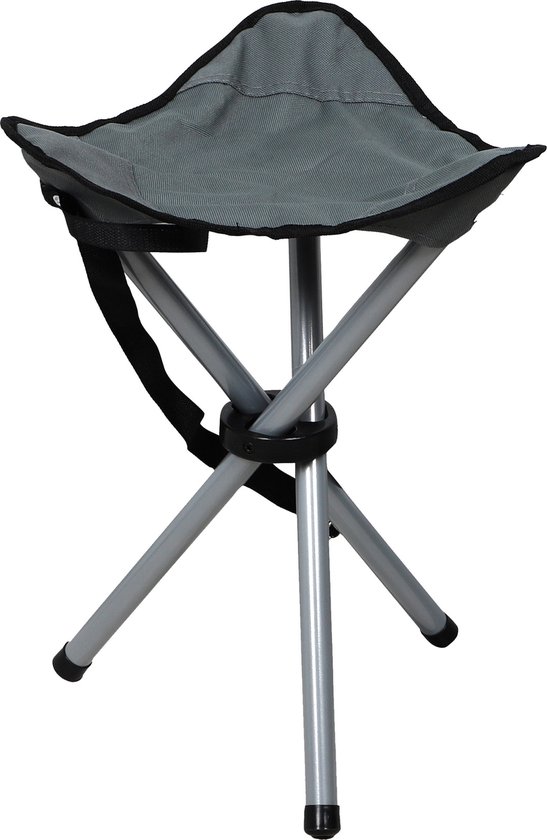 Foto: Sunnydays driepoot zit krukje opvouwbaar antraciet metaal 32 x 43 cm vissers krukje campingstoel
