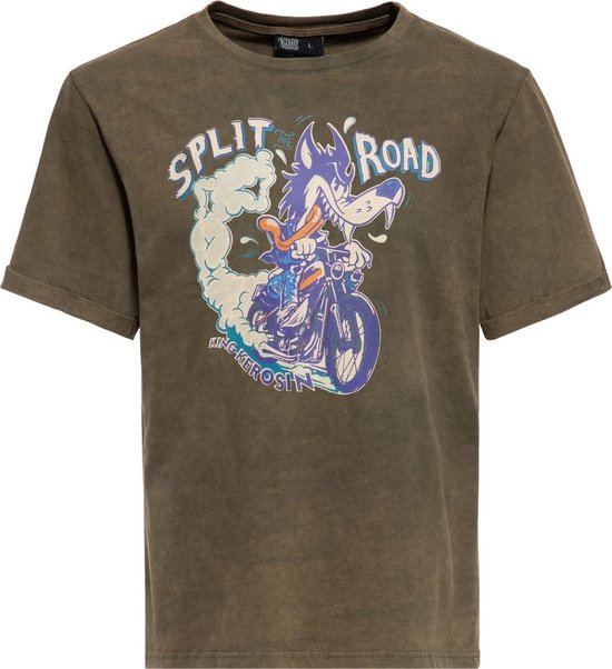 King Kerosin T-shirt Oilwashed ''Split Road'' KKU41064
