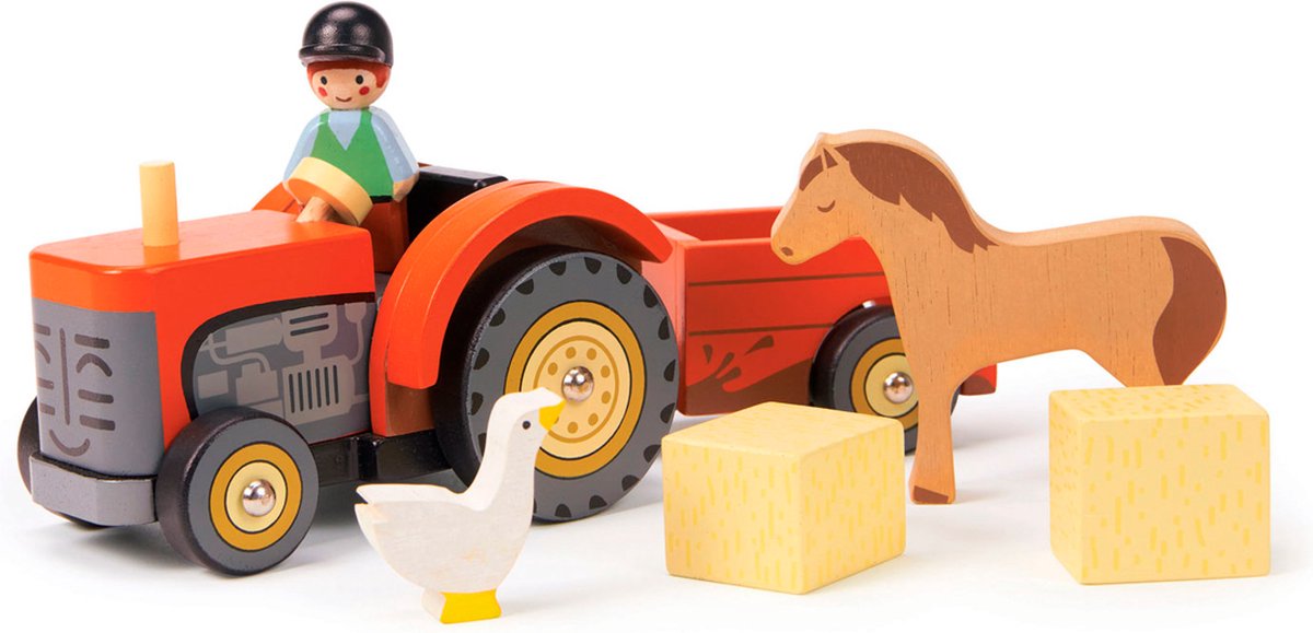 TENDER LEAF Houten speelgoed - Tractor - Met Accessoires - 18 Maanden