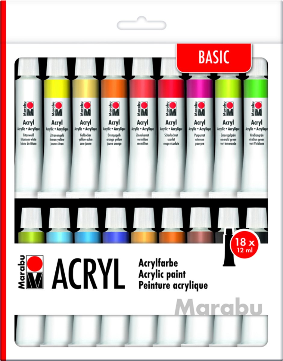 Marabu Acryl Basic Acrylverf 12 ml 18 stuk(s)
