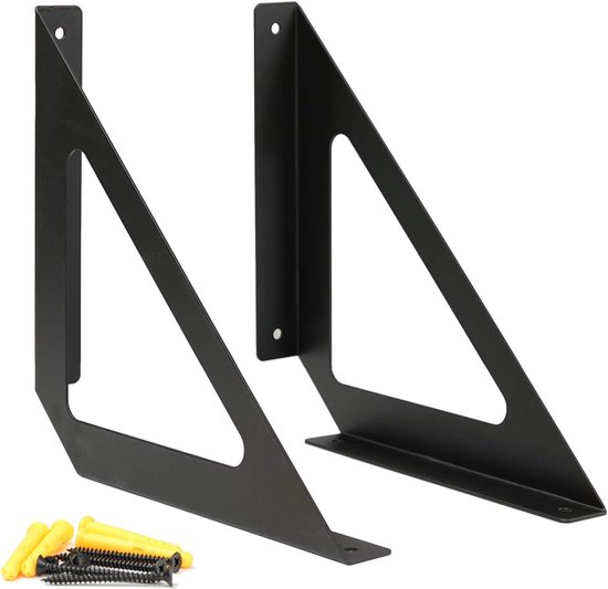 Heavy Duty Industriële Zwarte Plankbeugels, 20 Cm Metalen Rekken Steunen Wandmontage Retro Planken Hardware Brace Voor Diy Decor Of Aangepaste Muurschel